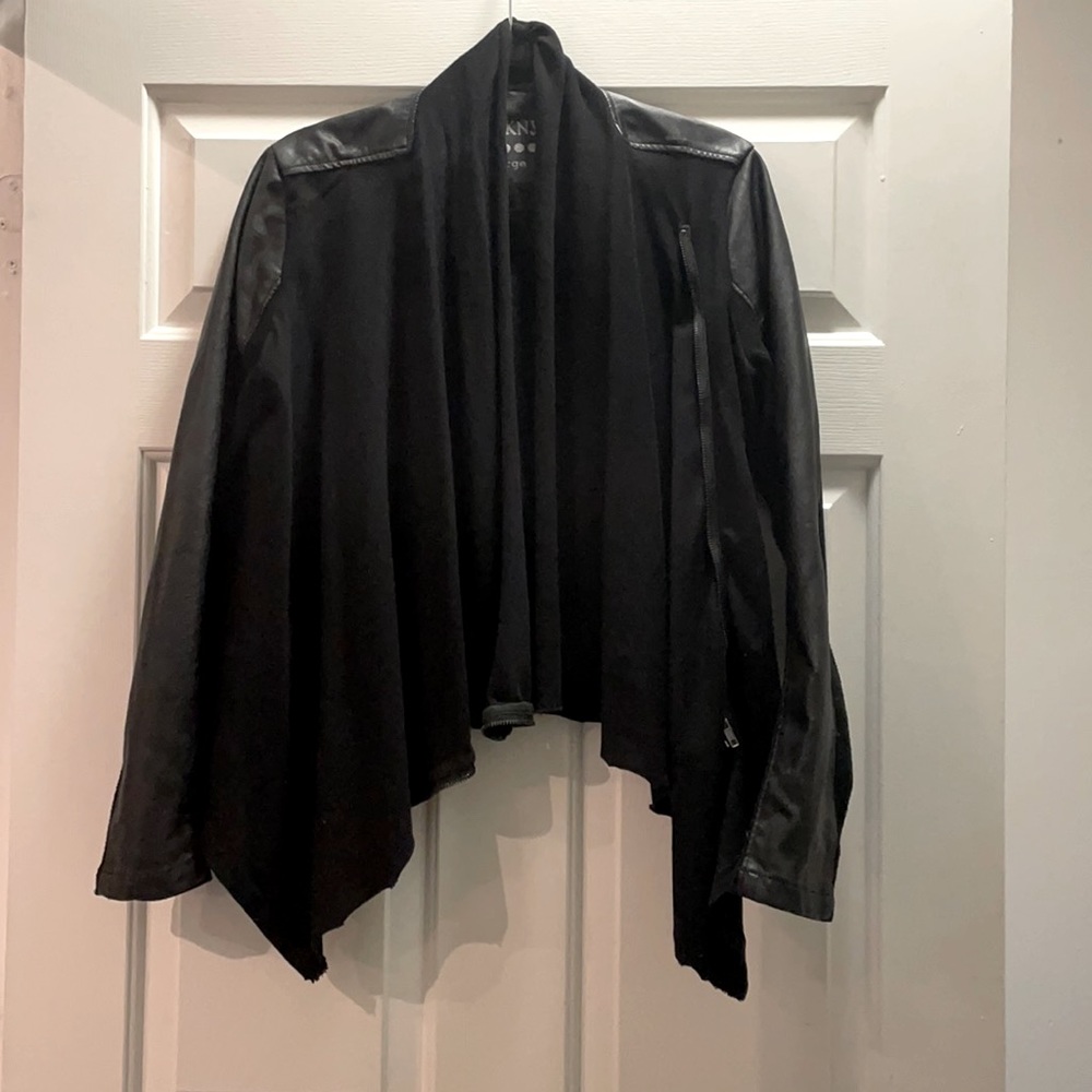 Blank NYC faux leather and cloth jacket, size large, color black